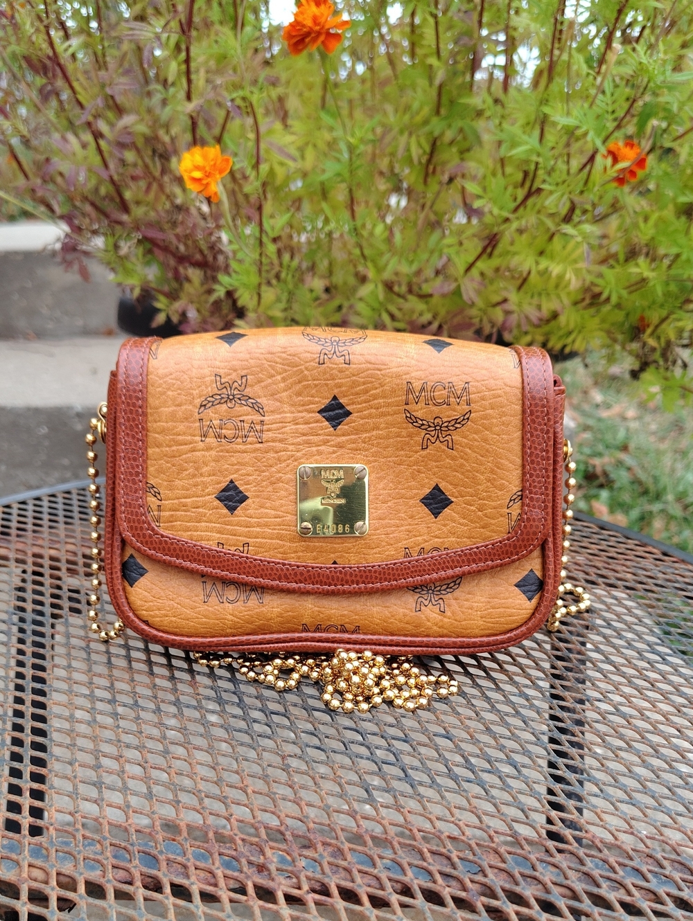 Vintage MCM Cognac Visetos Mini Crossbody Convertible Bag Made in Germany Y2K